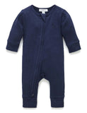 Navy Rib Zip Growsuit