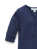 Navy Rib Zip Growsuit