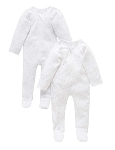 Pale Grey Melange 2 Pack Zip Growsuit