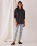 Xander Long Sleeve Linen Shirt Black