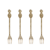 Pineapple Brass Fork Set of 4