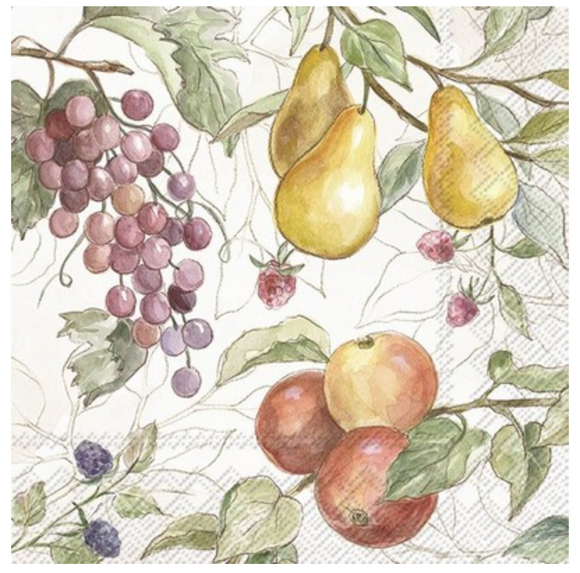 Cocktail Napkins Kitchen Country Fruits Cream 20pk
