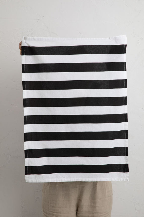 Cafe Stripe Tea Towel Black & White