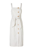 Jasmine Dress Linen Stripe