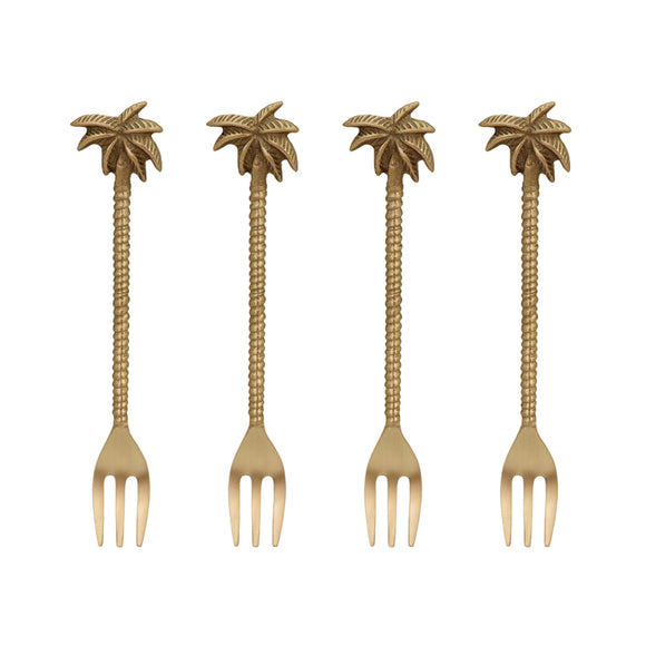 Palm Tree Brass Fork Set of 4