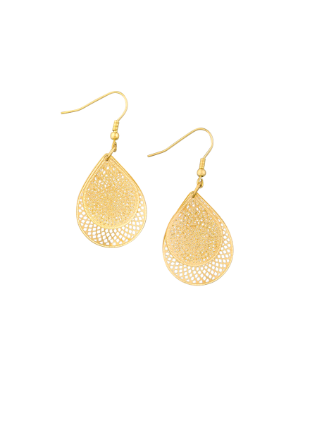 Gold Tear Drop Web Earrings