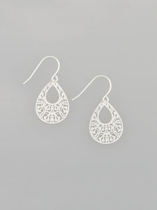 Silver Mini Filigree Teardrops