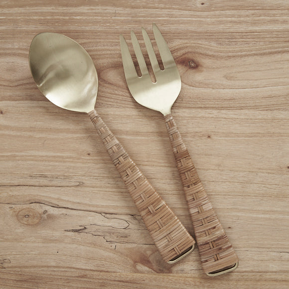 Iris Rattan Salad Servers